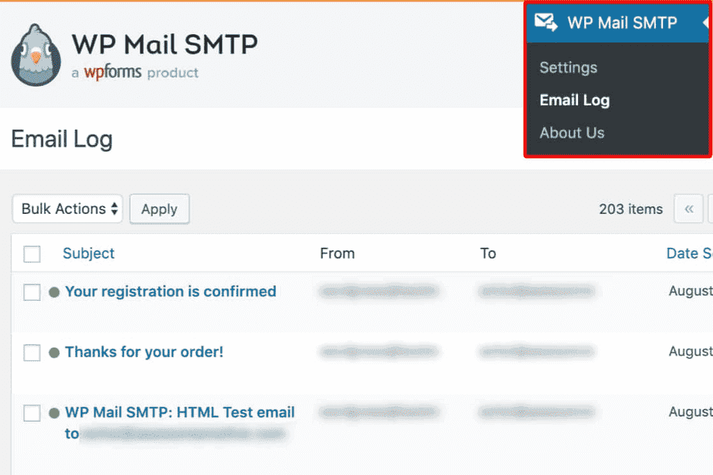 Email Log In WP Mail SMTP