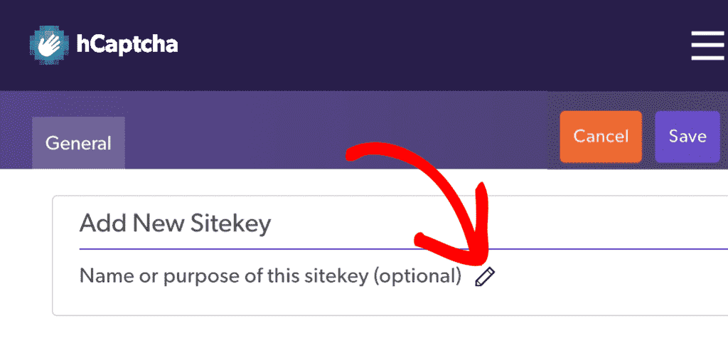 Add New SiteKey Name in hCaptcha