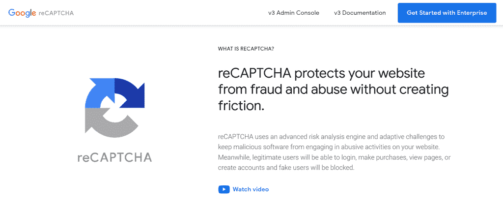 reCaptcha Landing Page