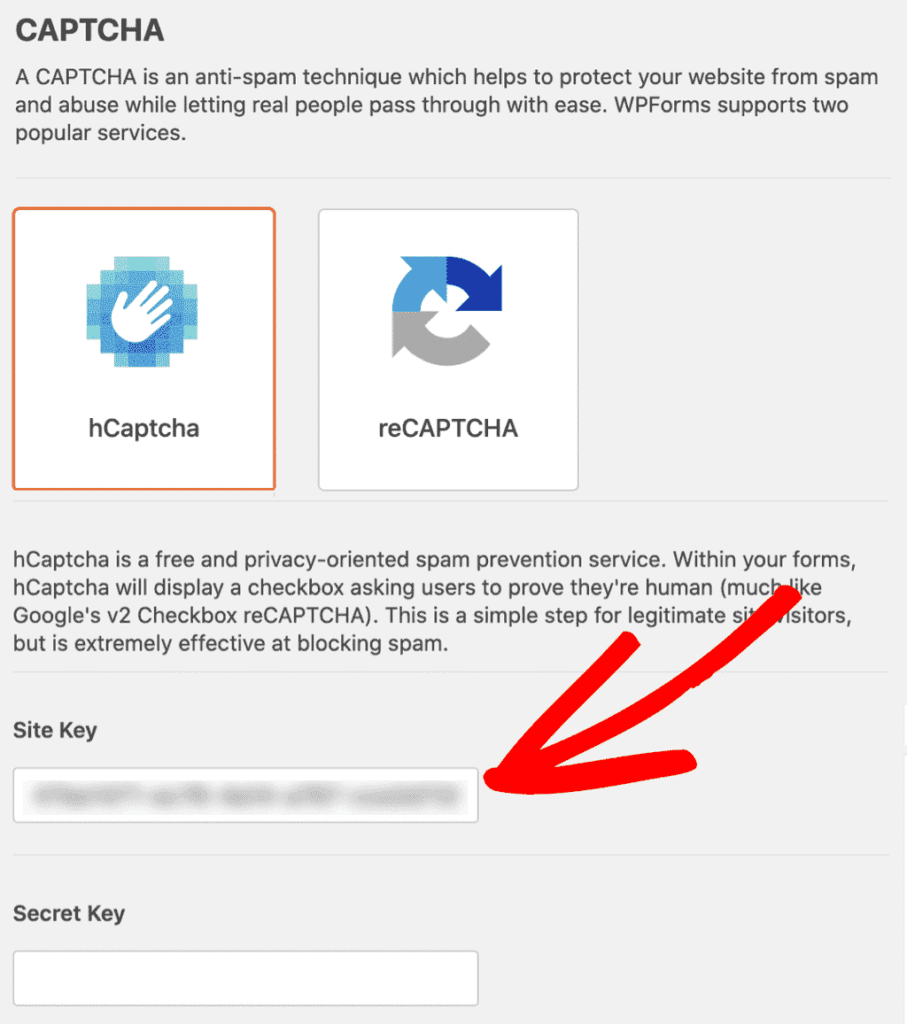 Site Key hCaptcha