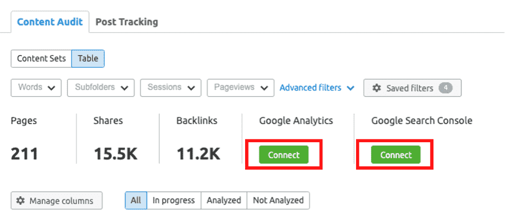 Semrush Content Audit Step 2