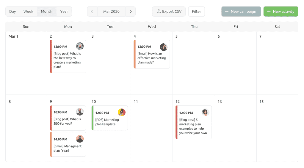 Semrush Marketing Calendar Tool