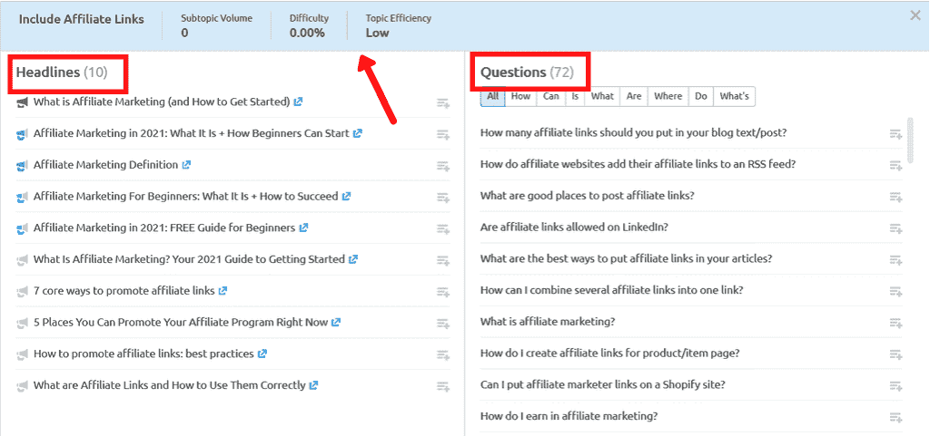 Semrush Topic Research By Cards Subtopics Details