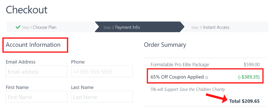 Formidable Forms Black Friday Checkout Page