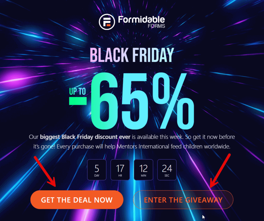 Formidable Forms Black Friday Deals Landing Page