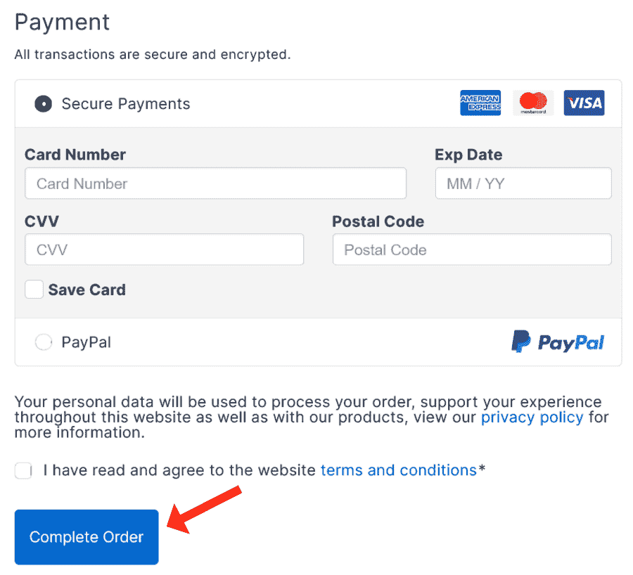 Kadence WP Checkout Payment Information