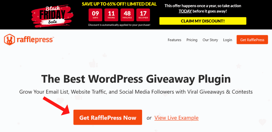 RafflePress Black Friday Deal Page
