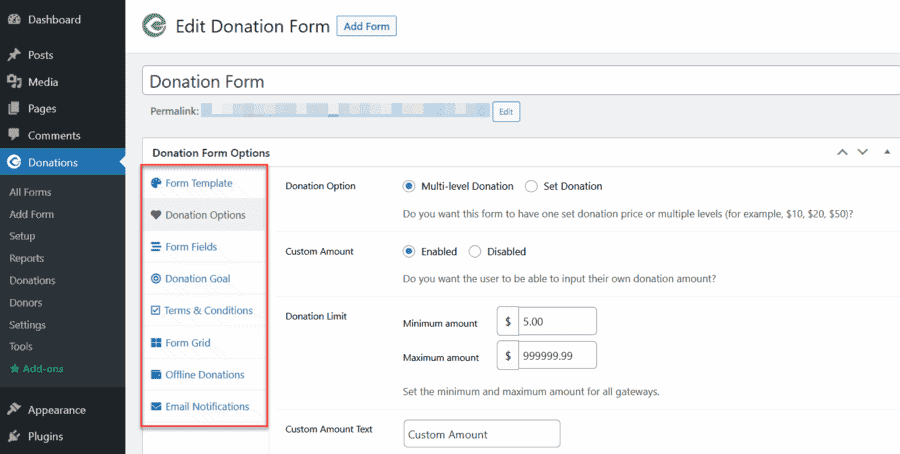 GiveWP Donation Forms Customizable Options