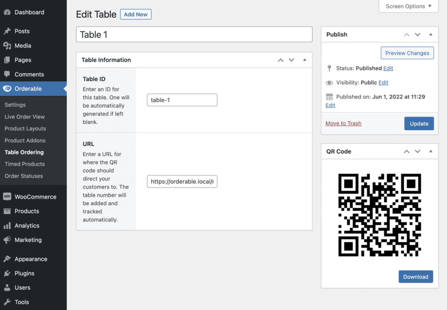 Set up Table Ordering Using Orderable WooCommerce Restaurant Plugin