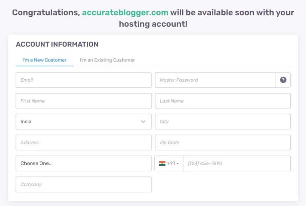 FastComet Account Setup Details
