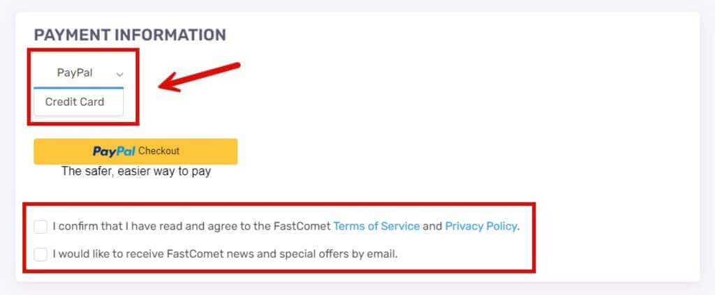 FastComet Payment Information