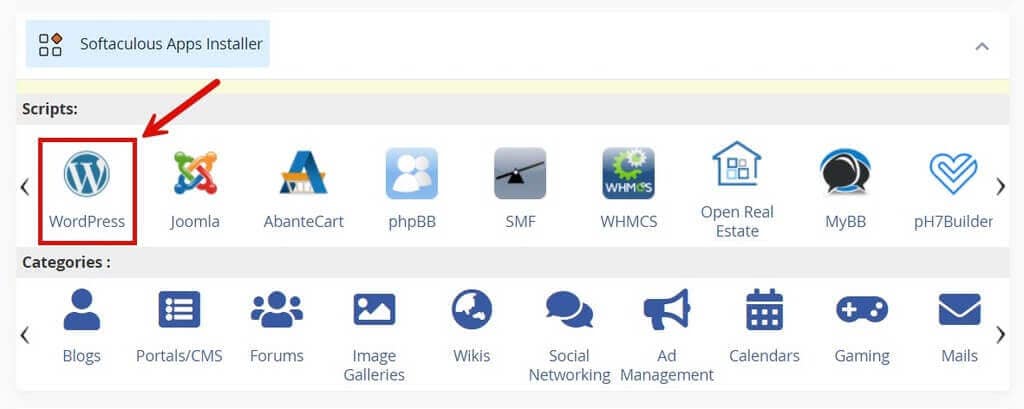 Softaculous WordPress App Installer